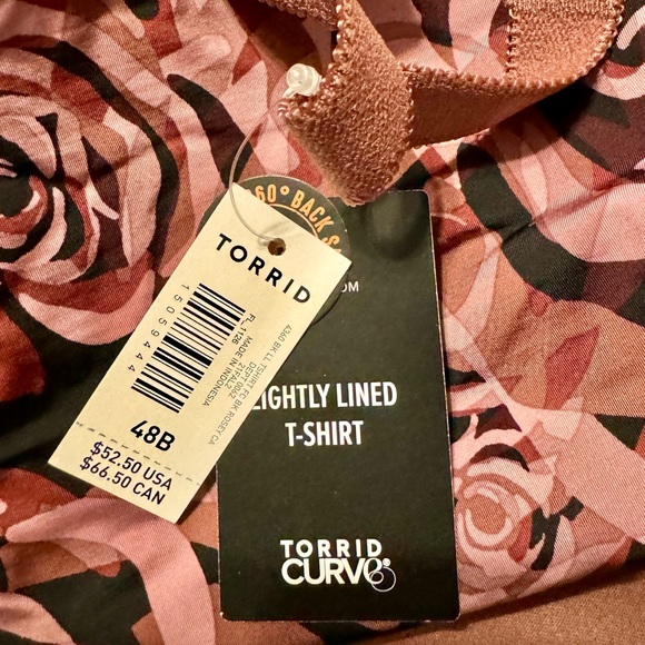 Torrid Lightly Lined T Shirt Bra Roses NWT 48B - Picture 2 of 2